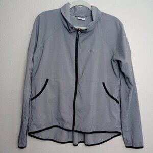 Columbia Light Gray High-Neck Swing Windbreaker Coat Zip-Up Jacket – Size Large